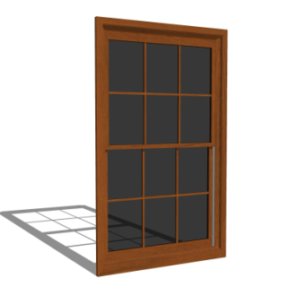 现代实木窗户su模型