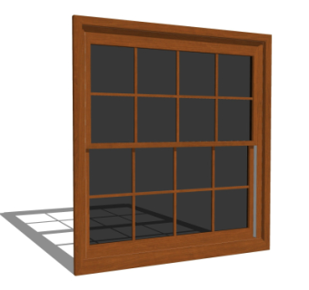 现代实木窗户su模型