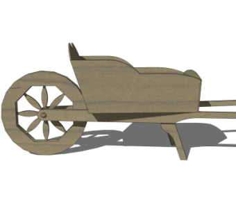 中式实木单轮推车su模型