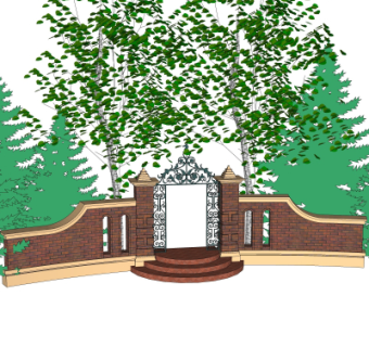 欧式园林入口免费su模型