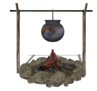 中式火堆铁锅小品su模型