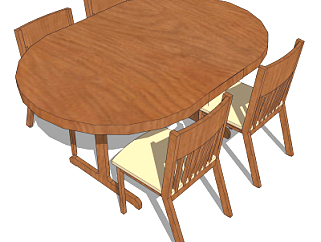 中式餐桌椅su模型