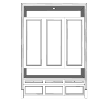 简欧白色玄关鞋柜su模型