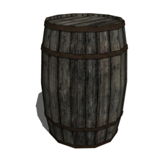 欧式实木酒桶su模型
