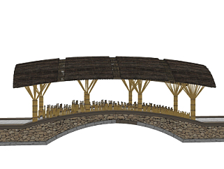 中式拱桥su模型