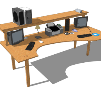 现代书桌su模型