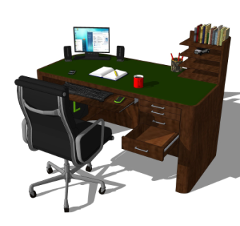 现代书桌su模型