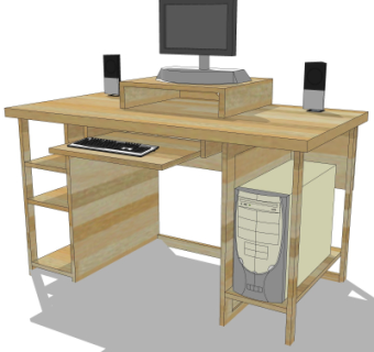 现代书桌su模型