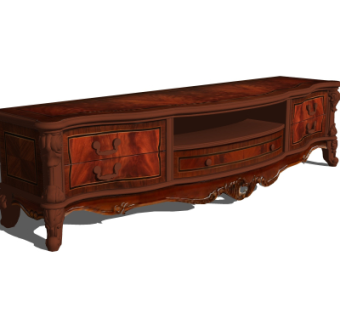 欧式实木电视柜su模型