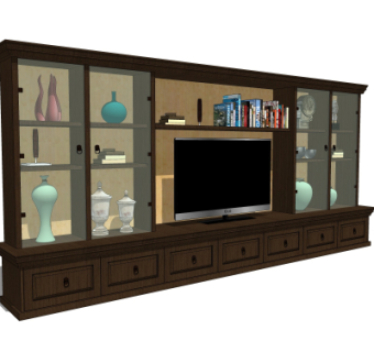 美式电视柜装饰柜su模型