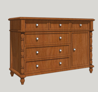 美式边柜斗柜su模型