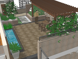 <em>中式屋顶</em>花园su模型