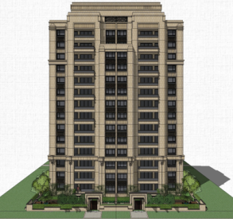 新中式住宅楼外观su模型