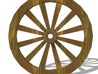 现代实木车轮su模型