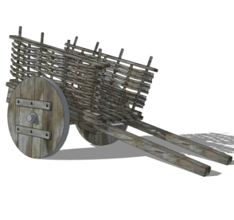 中式手推车su模型