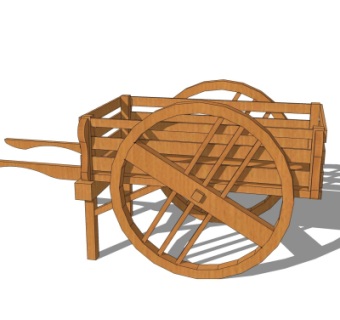 中式手推车su模型