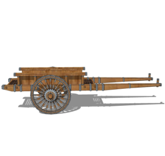 中式手推车su模型