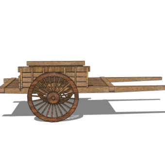 中式手推车su模型