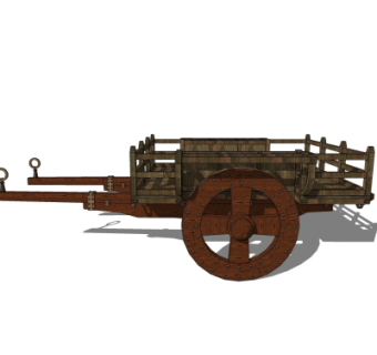 中式手推车su模型