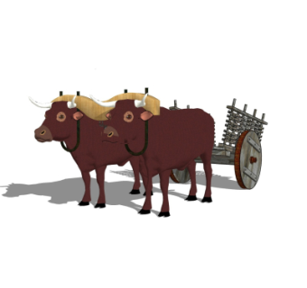 现代牛拉车su模型
