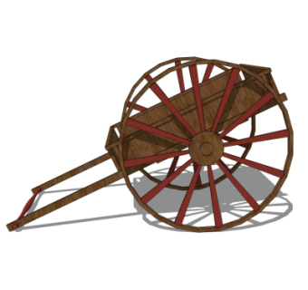 中式手推车su模型