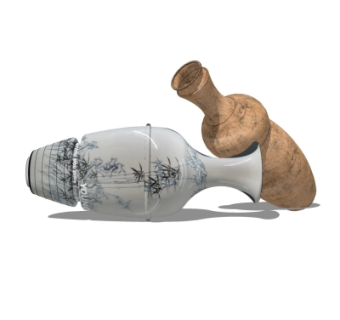 中式花瓶su模型