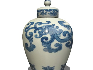 中式陶瓷罐su模型