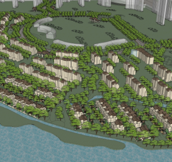 现代小区规划su模型