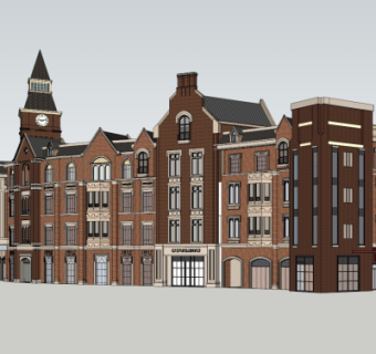 欧式商业街su模型