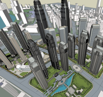 现代小区规划su模型