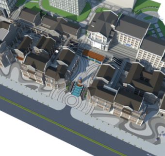 新中式商业街su模型