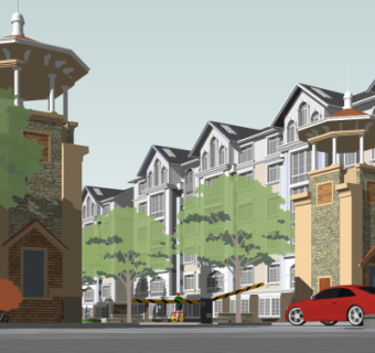 欧式小区门头su模型