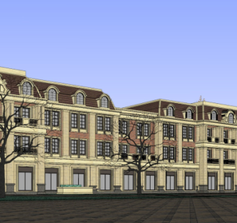 法式沿街商业建筑su模型