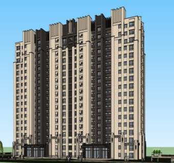 新古典公寓楼su模型