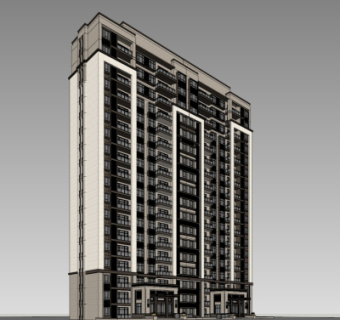 新中式公寓楼su模型