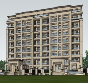 简欧公寓楼su模型