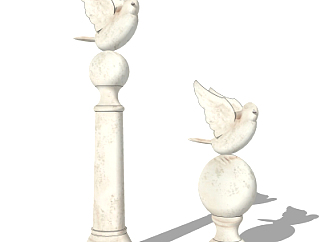 现代鸽子雕塑小品su模型