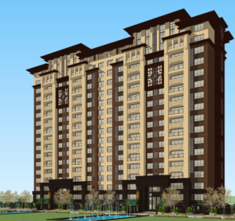 新中式公寓楼su模型