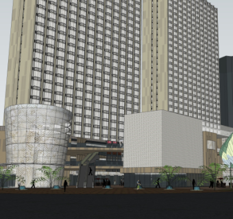 现代商业广场su模型