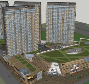 现代商业广场su模型