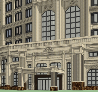 法式酒店外观su模型