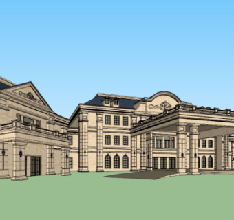 法式商业会所su模型