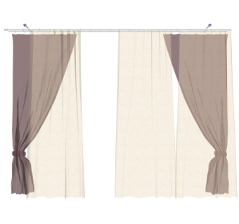 现代布艺窗帘su模型