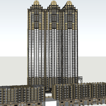 新古典超高层公寓楼su模型