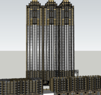 新古典超高层公寓楼su模型