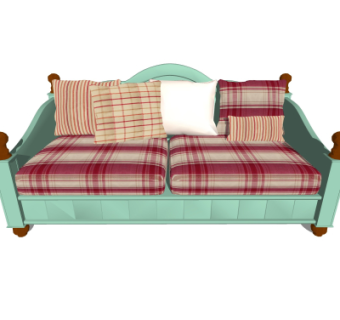 欧式布艺双人沙发su模型