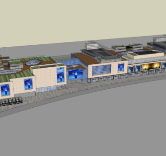 现代商业街su模型