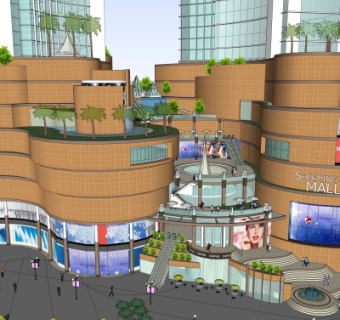 现代商业广场su模型