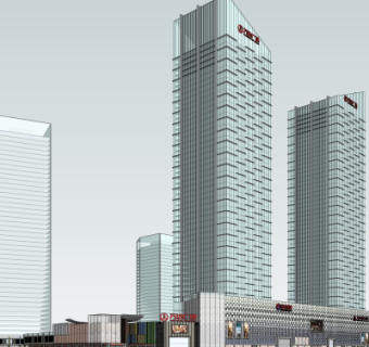 现代商业广场su模型