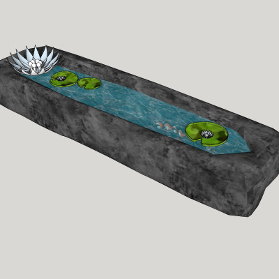 自然风水池su模型